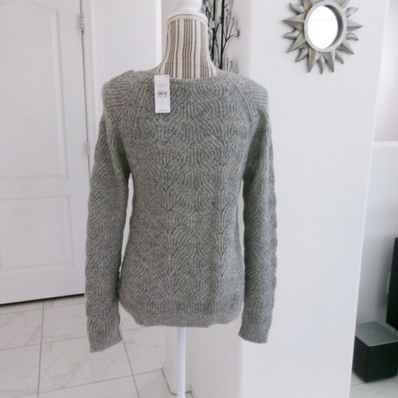 New Ann Taylor LOFT Grey SOFT Mohair Blend Fuzzy Pullover Sweater S Gray NWT - Picture 5 of 9